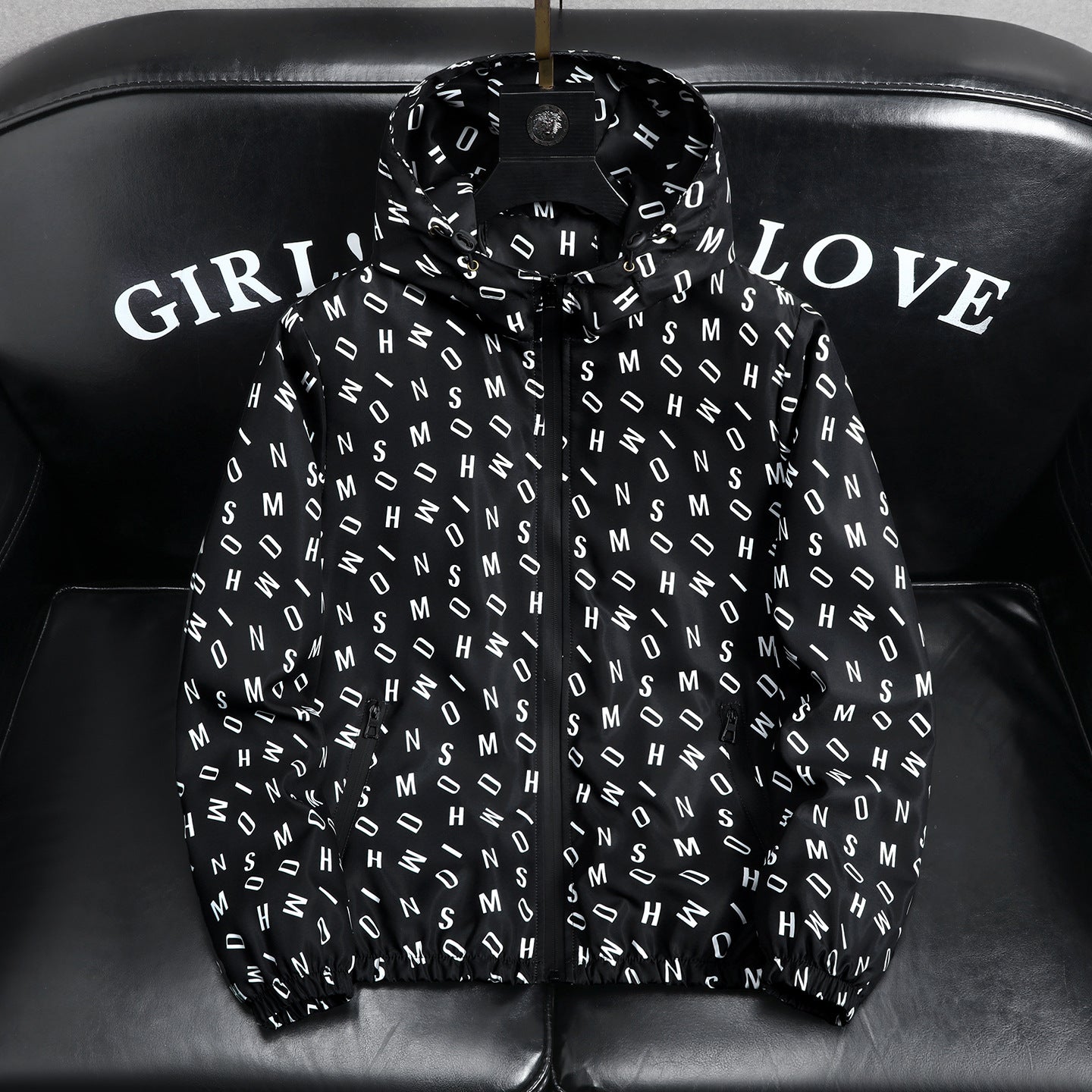 Men's Geometric Print Windbreaker Jacket