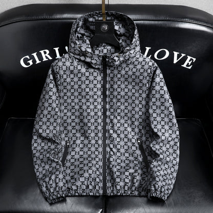 Men's Geometric Print Windbreaker Jacket
