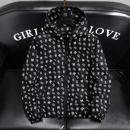 Men's Geometric Print Windbreaker Jacket