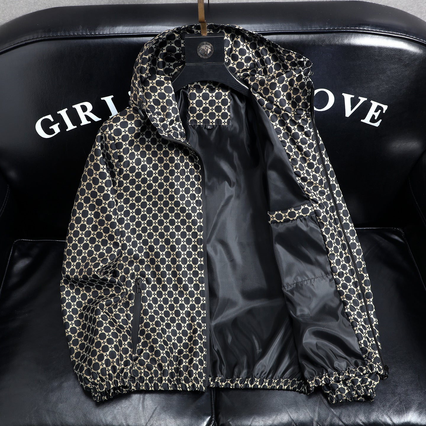 Men's Geometric Print Windbreaker Jacket