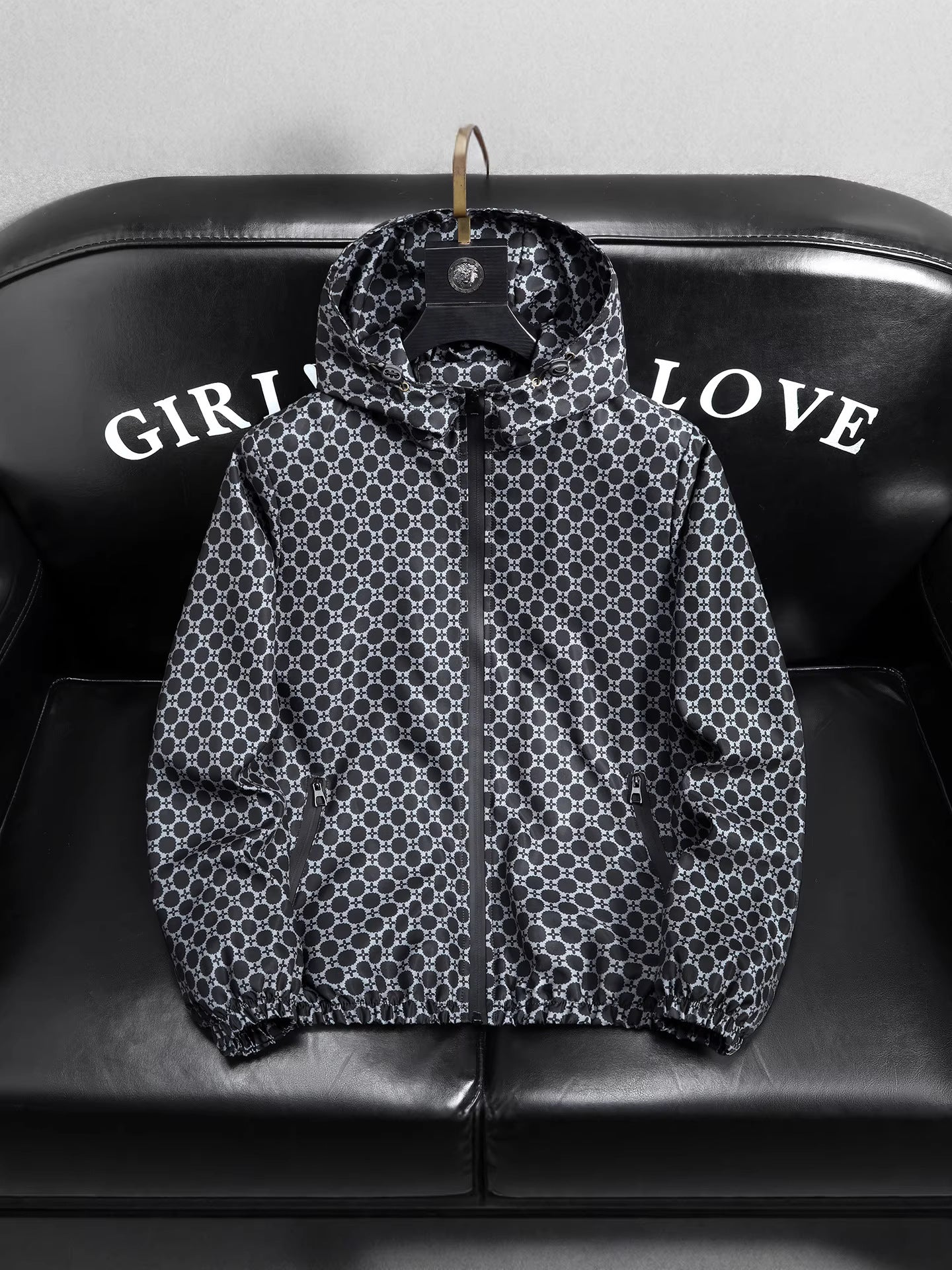 Men's Geometric Print Windbreaker Jacket