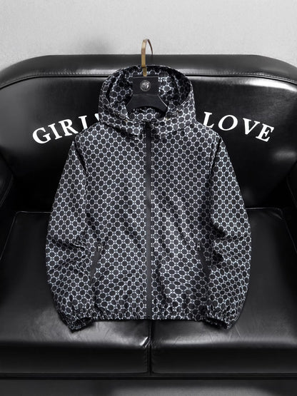 Men's Geometric Print Windbreaker Jacket