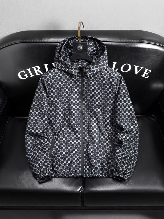 Men's Geometric Print Windbreaker Jacket