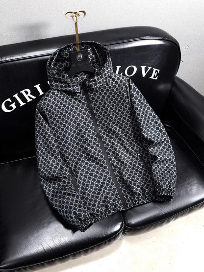 Men's Geometric Print Windbreaker Jacket