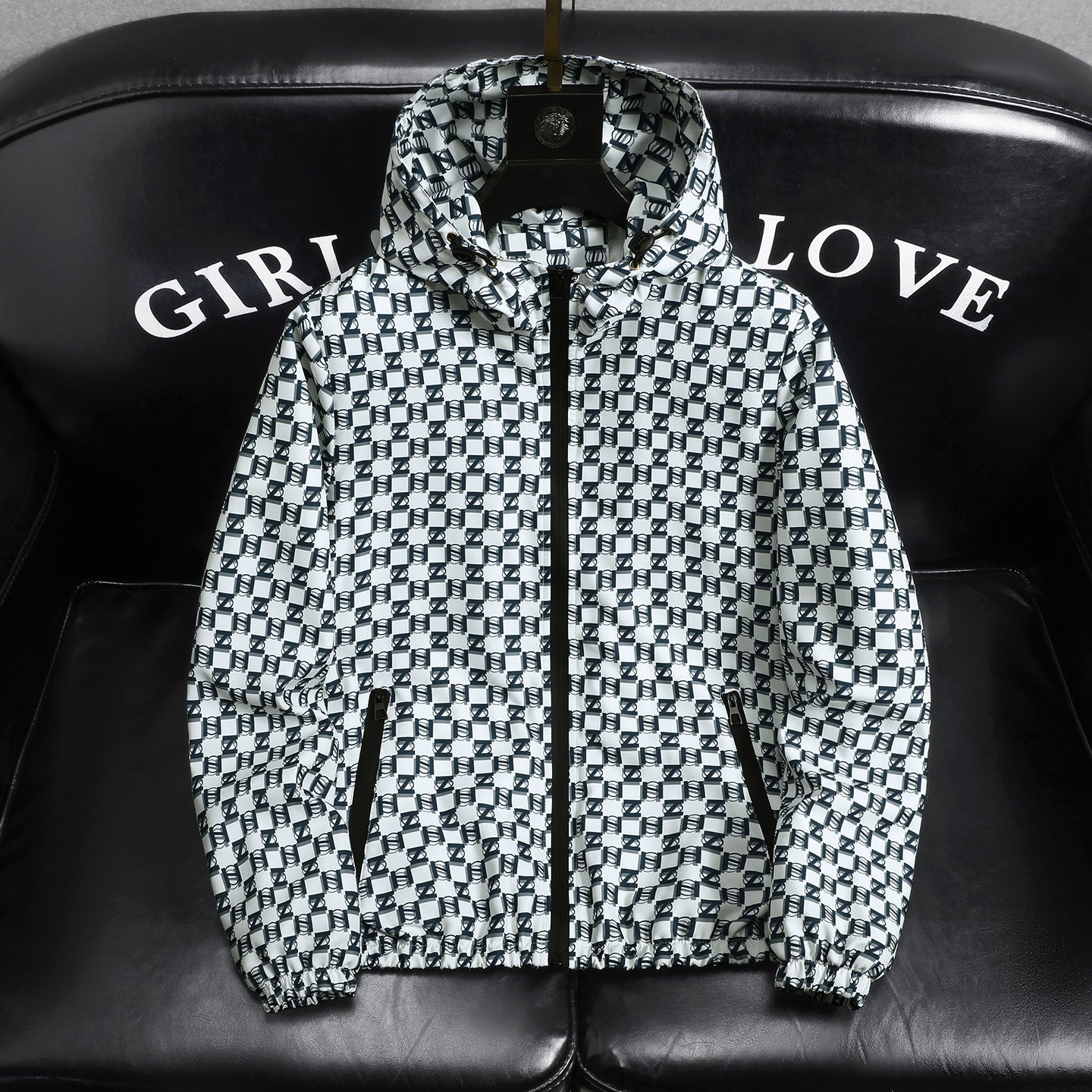 Men's Geometric Print Windbreaker Jacket