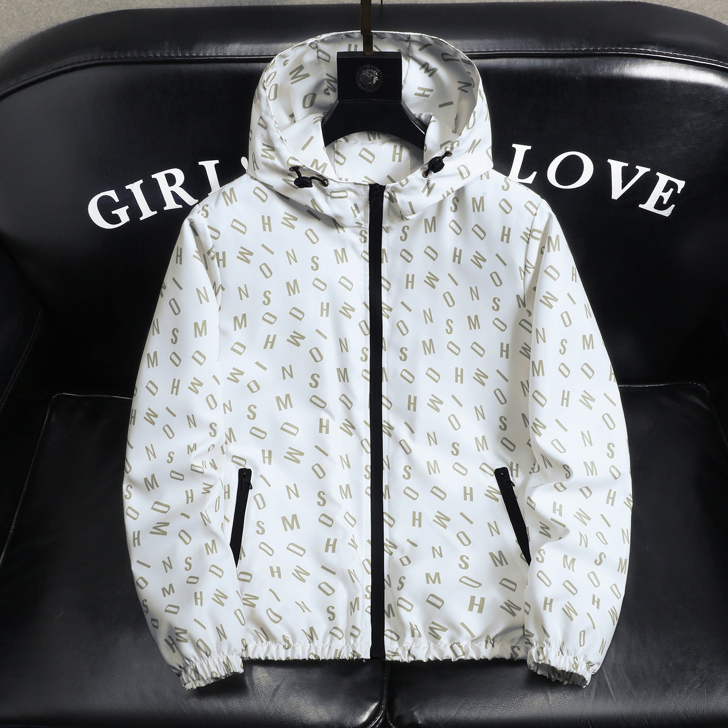 Men's Geometric Print Windbreaker Jacket