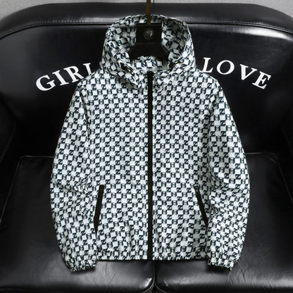 Men's Geometric Print Windbreaker Jacket