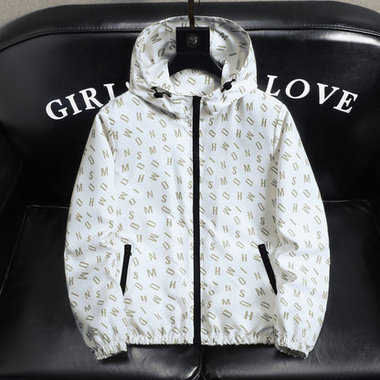 Men's Geometric Print Windbreaker Jacket
