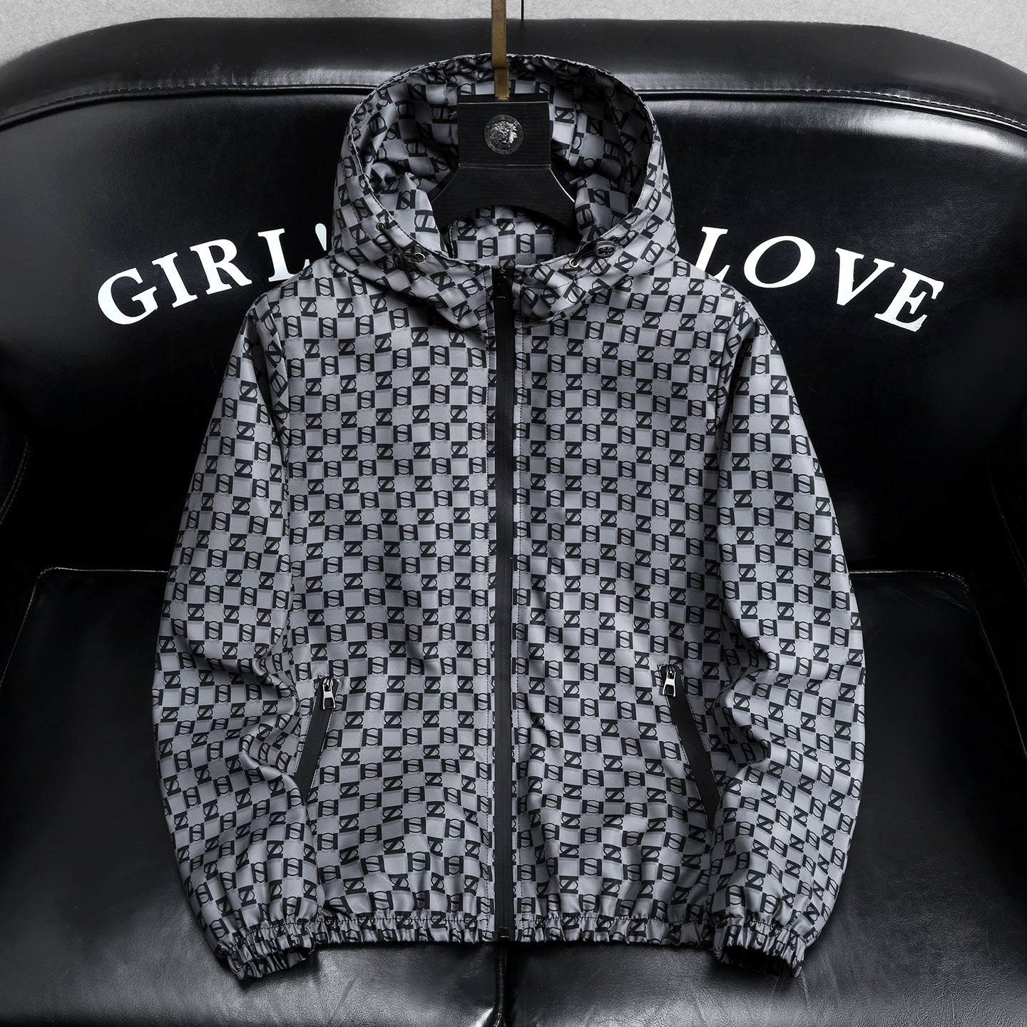 Men's Geometric Print Windbreaker Jacket