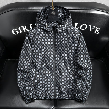 Men's Geometric Print Windbreaker Jacket