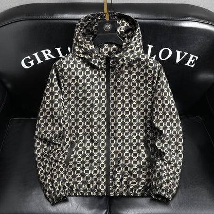 Men's Geometric Print Windbreaker Jacket