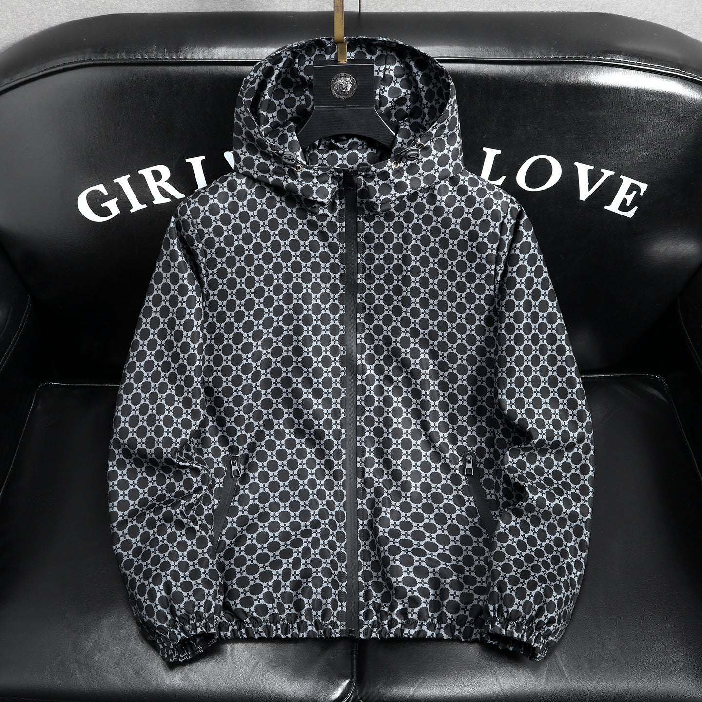 Men's Geometric Print Windbreaker Jacket
