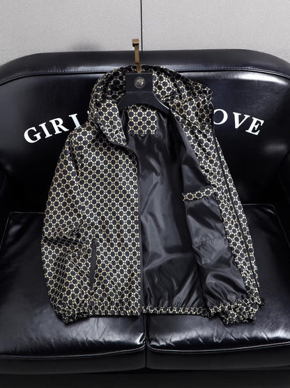 Men's Geometric Print Windbreaker Jacket