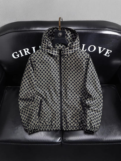 Men's Geometric Print Windbreaker Jacket