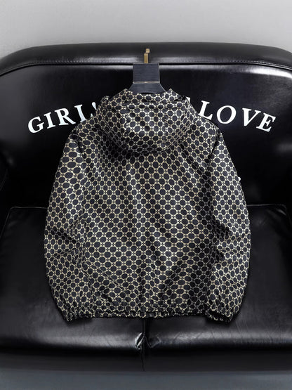 Men's Geometric Print Windbreaker Jacket