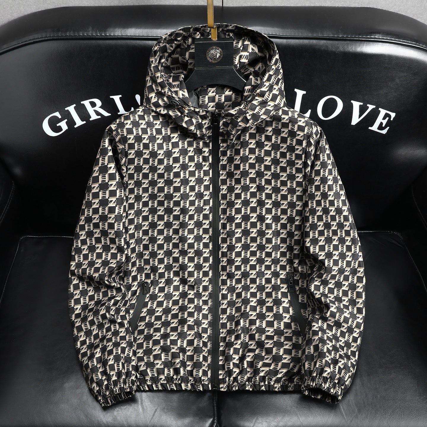 Men's Geometric Print Windbreaker Jacket